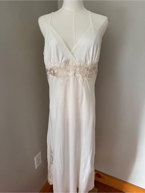 Other - Vintage Denette White Lace-Trim Slip Dress